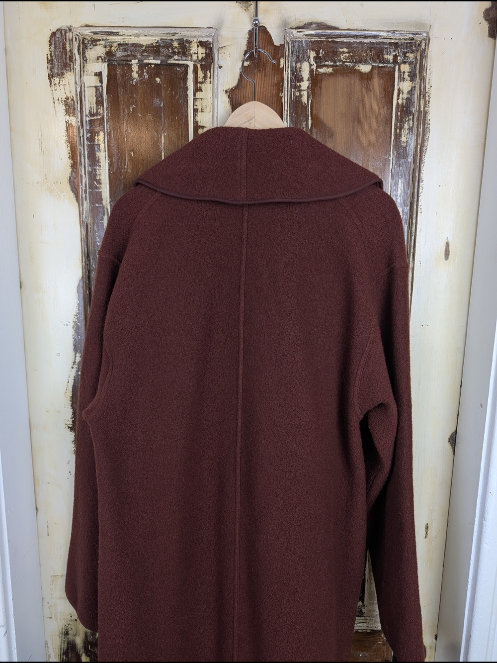 Wilfred Charlize 100% Merino Wool Long Coat Rust Large Aritzia Minimalist - Picture 8 of 14